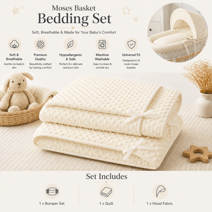 Cream Dimple Moses Basket Bedding Set