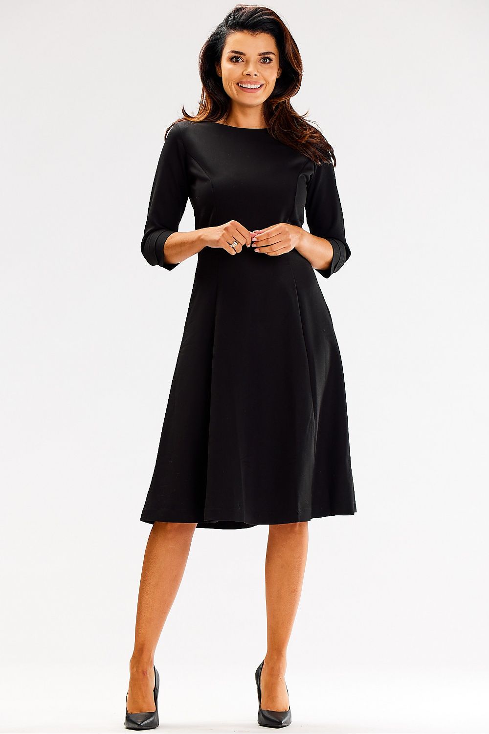 Elegant blush black daydress by Awama featuring a comfortable fit with a stylish round neckline, perfect for any occasion.