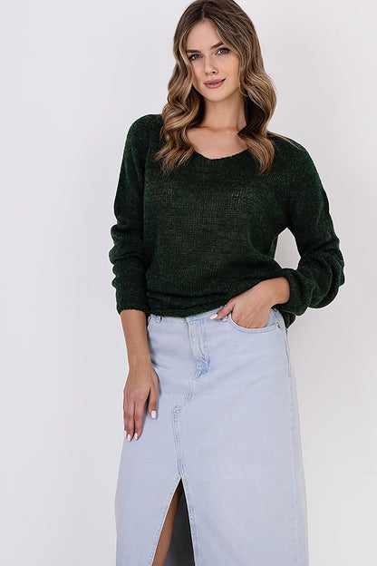 MKM transparent sweater laid flat, featuring a minimalist aesthetic and quality fabric ideal for versatile layering.