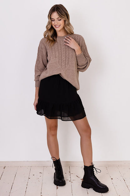 MKM jumper sweater with plaid design and delicate braids, combining style and comfort in a premium acrylic wool fabric.