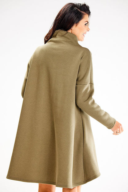 Luxurious Awama Turtleneck Daydress showcasing a loose trapezoidal design, perfect for elegant autumn fashion.