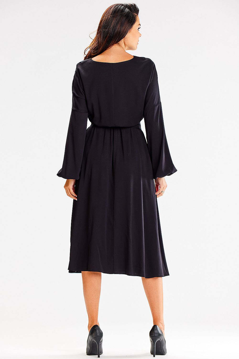 Awama Elegant Flared Daydress modelled to highlight its sophisticated silhouette, perfect for a day out or special events.