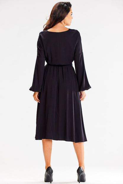 Awama Elegant Flared Daydress modelled to highlight its sophisticated silhouette, perfect for a day out or special events.