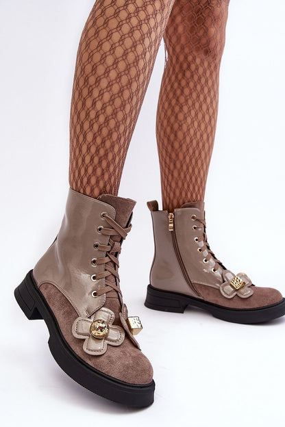 Chic insulated women's boots with a flat heel, crafted from eco leather by Step in style, ideal for various fashion ensembles.