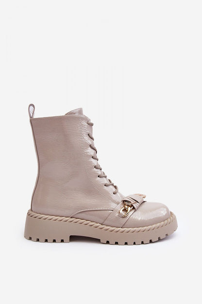 Chic Women's Side Zipper Boots in Eco Leather with Delicate Gold Ornaments, a stylish creation from Step in Style.