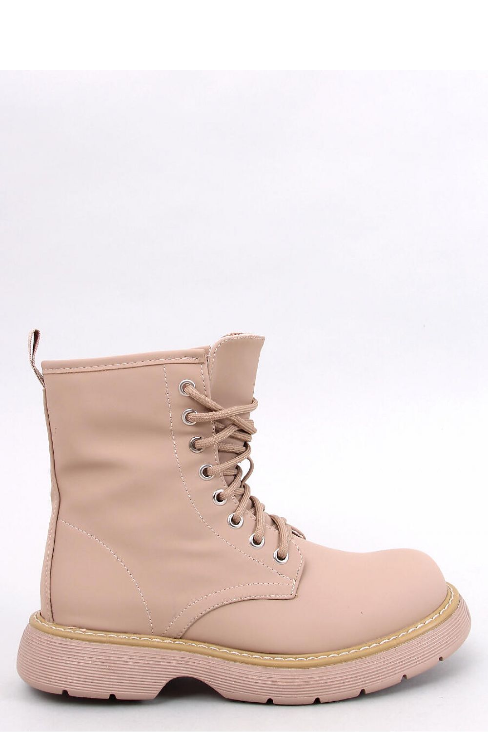 Elegant Women's Eco-Friendly Lace-Up Trapper Boots by Inello featuring a luxurious matte finish, side zipper closure and a thick sole.