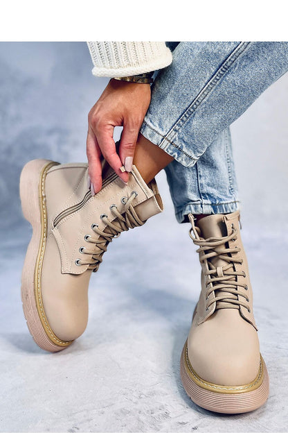 Sophisticated Women's Lace-Up Trapper Boots from Inello, crafted from eco-friendly leather and designed with a convenient side zipper for easy wear.