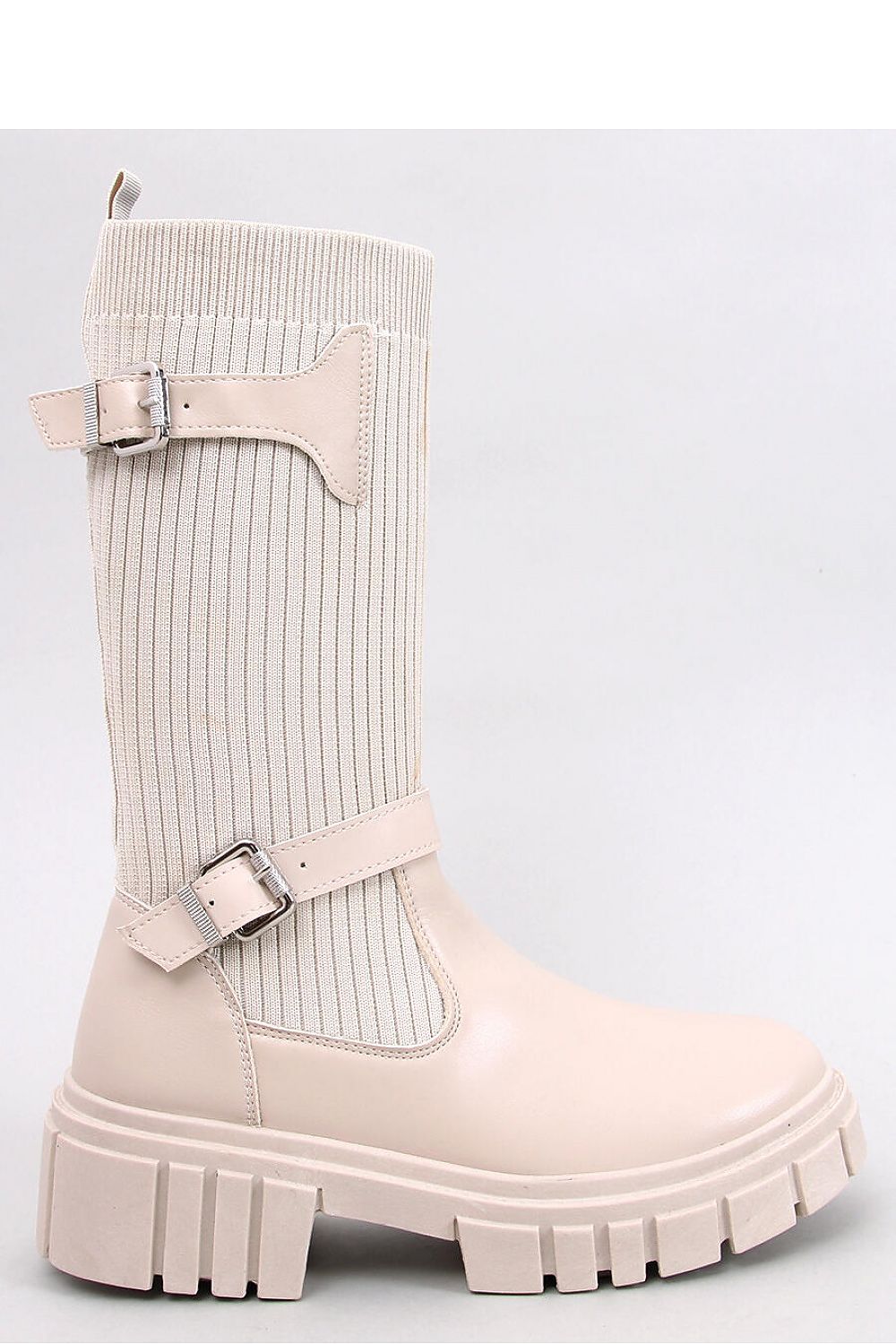 Luxury Inello Women's Officer Boots featuring a thick sole and minimalist sock-style design, adorned with elegant buckle straps, perfect for chic and contemporary fashion.