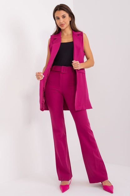 Elegant Women's Wide-Legged High-Waisted Trousers Set by Italy Moda, showcasing a timeless and sophisticated style perfect for formal occasions.