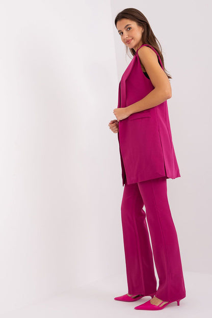 Lined Vest from Italy Moda paired with elegant high-waisted trousers, exuding luxury and comfort for versatile women's fashion.