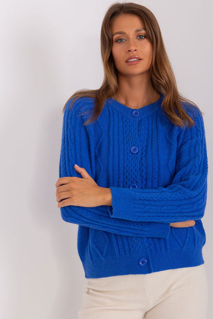 AT women's stylish cardigan sweater in variegated colours, ideal for layering on cool days.