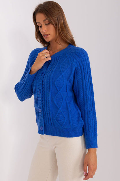 Premium quality women's cardigan sweater by AT, designed with front buttons and elegant texture.