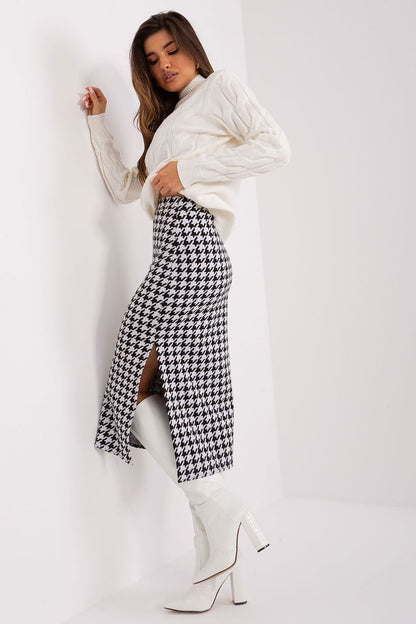 Close-up of Comfortable Cotton & Spandex Blend Midi Skirt by Lakerta, highlighting soft texture and peplum details perfect for fashion-forward elegance.