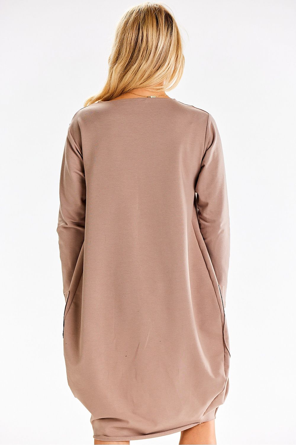 Infinite You Sweatshirt Midi Dress with Pockets - Stylish display of the dress’s stunning silhouette and functional pockets, embodying luxury and comfort, designed in Poland.