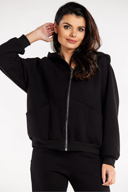 Luxury Infinite You Hooded Zippered Sweatshirt in a chic setting, highlighting its elegant style and functionality.