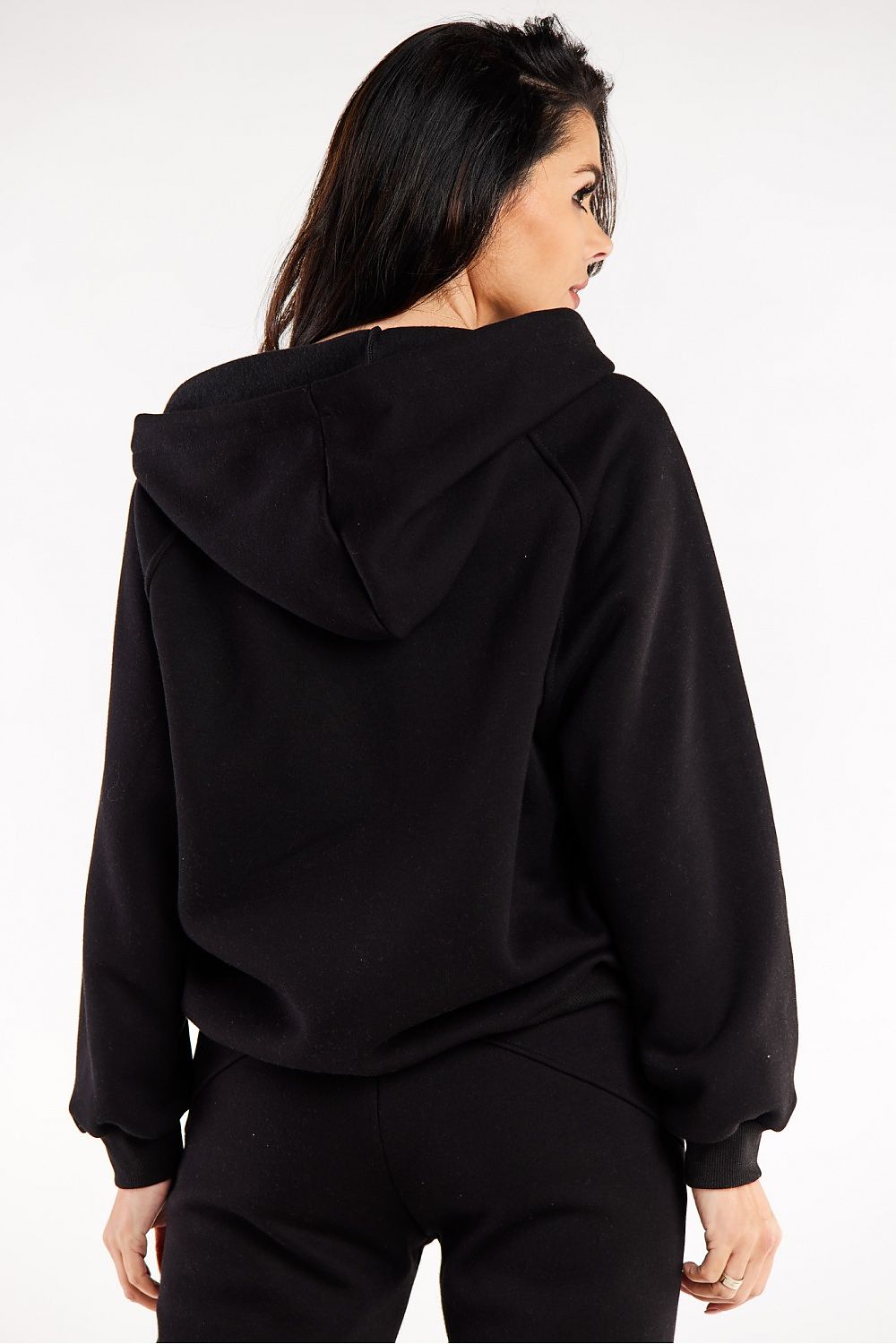 Luxury Infinite You Hooded Zippered Sweatshirt featuring decorative stitching and large pockets, perfect for an elegant casual look.