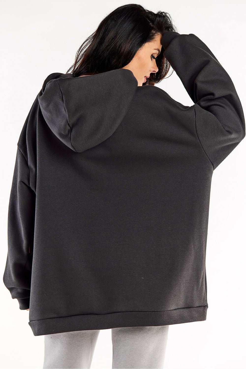 Sophisticated oversized cotton-blend sweatshirt showcasing a practical kangaroo pocket and ample hood, by Infinite You.