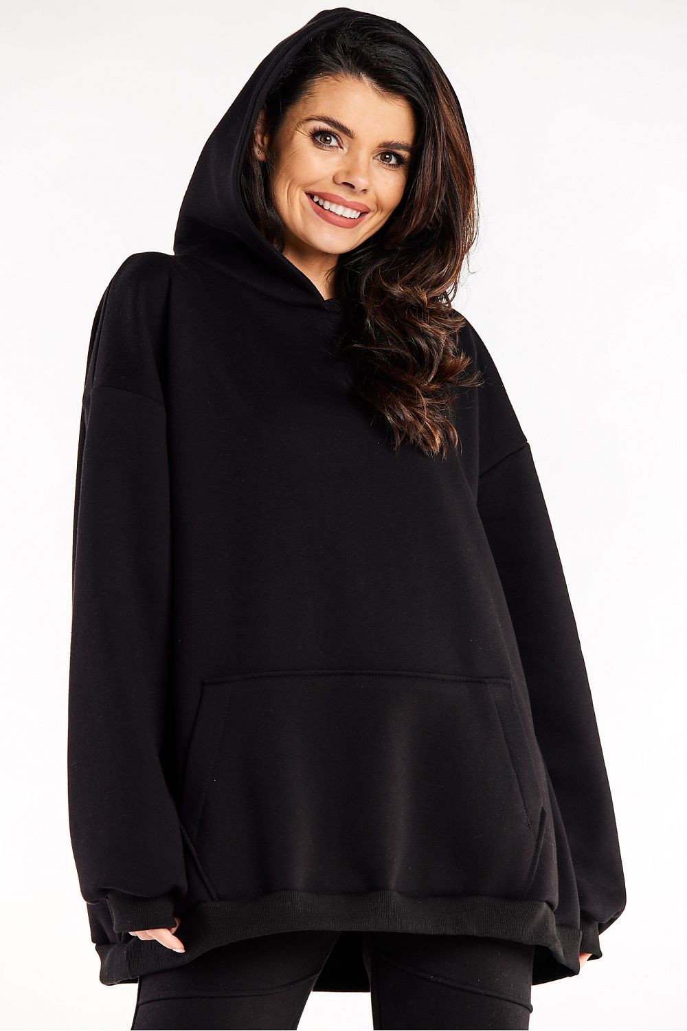 Luxurious oversized cotton-blend sweatshirt with kangaroo pocket and spacious hood from Infinite You, perfect for a stylish yet comfortable look.