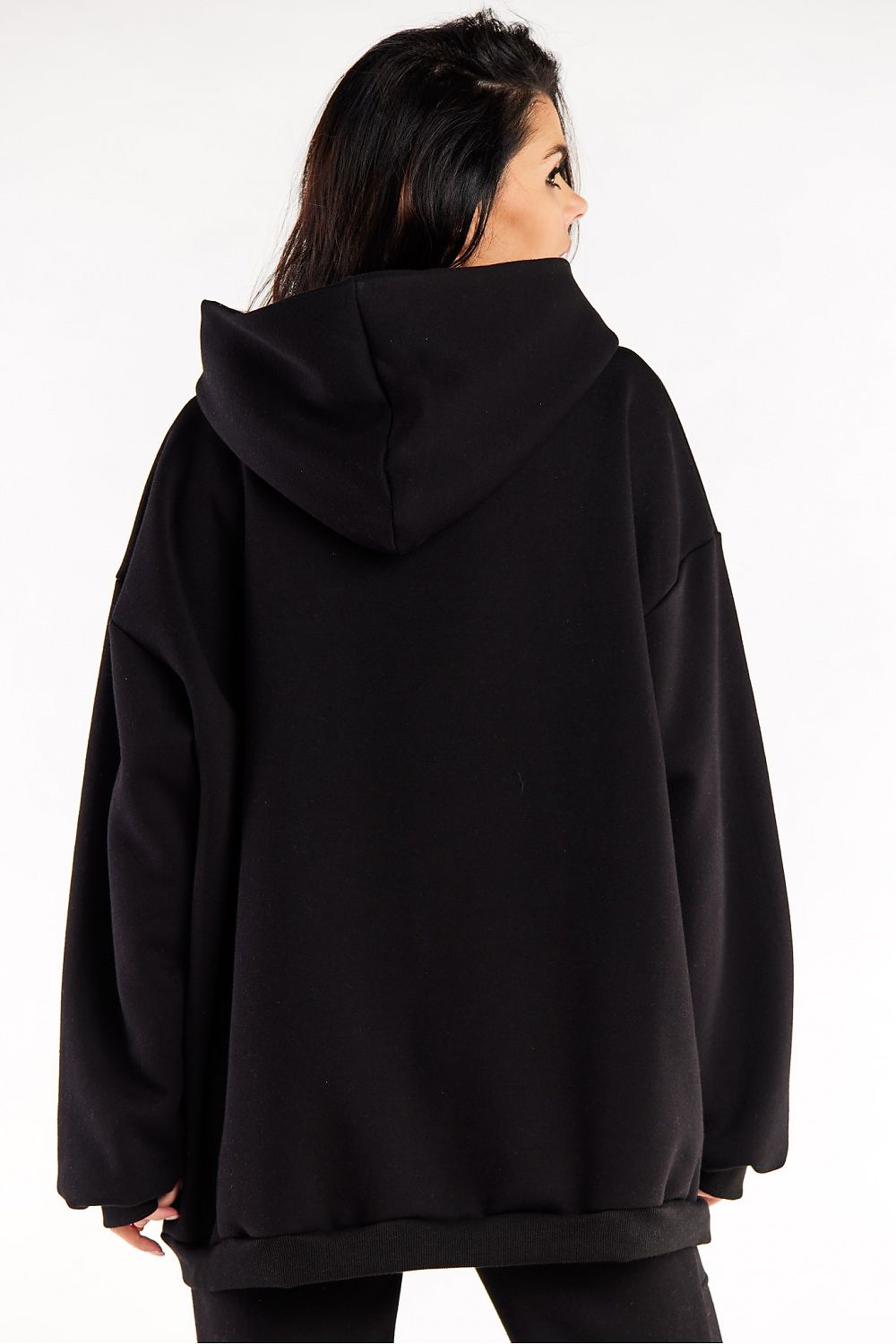 Elegant cotton-blend oversized sweatshirt featuring a roomy hood and kangaroo pocket, ideal for upscale casual wear by Infinite You.