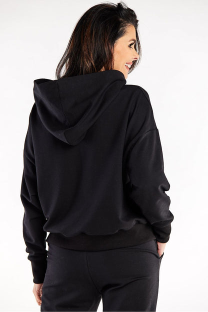 Close-up of the luxurious Infinite You Loose Sweatshirt With Hood highlighting the intricate decorative stitching.