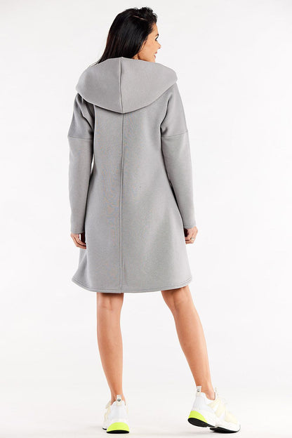 Elegant Loose Trapeze Dress with Long Sleeves and Hood, a luxurious everyday wear piece by Infinite You, showcasing a chic design and slip pockets.