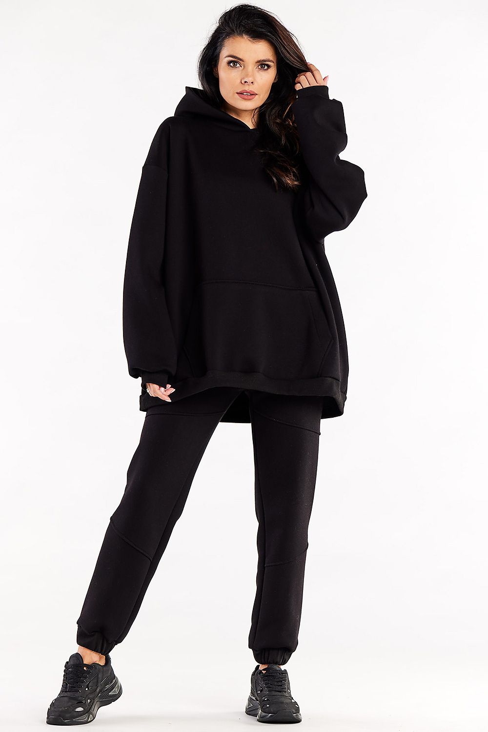 Chic oversized sweatshirt made from premium cotton-blend fabric with a spacious hood and kangaroo pocket, designed by Infinite You for ultimate comfort.