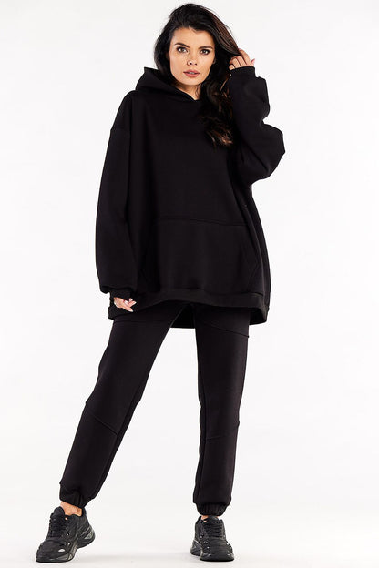 Chic oversized sweatshirt made from premium cotton-blend fabric with a spacious hood and kangaroo pocket, designed by Infinite You for ultimate comfort.