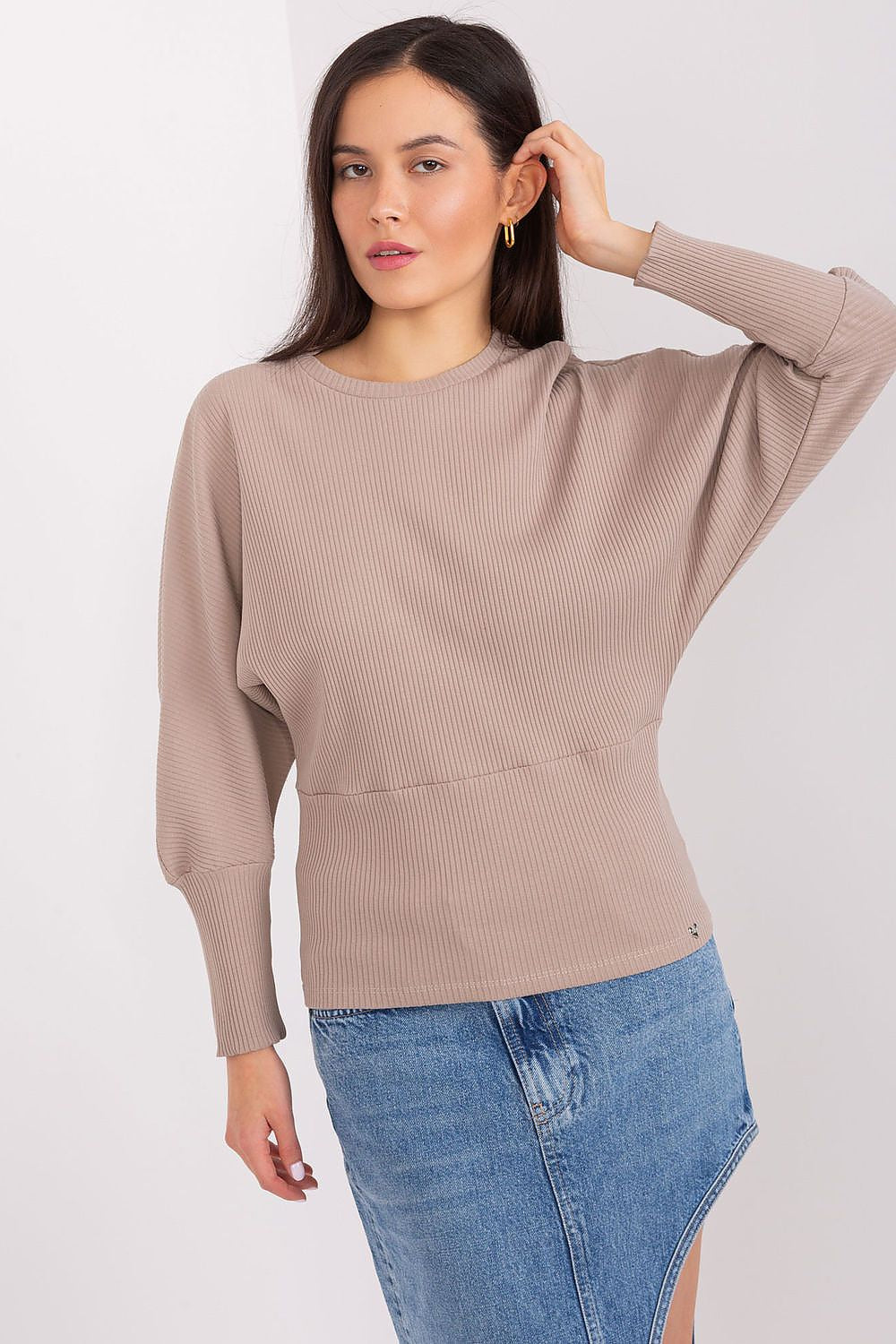 Elegant Batwing Cotton Blouse with Unique Ribbed Texture, showcasing a luxurious design ideal for everyday wear.