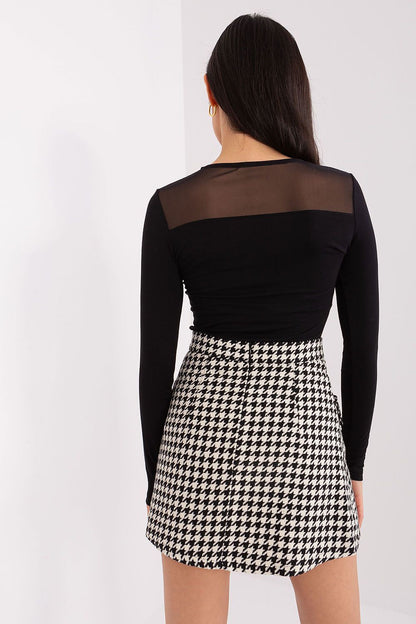 Elegant Viscose Blouse With Long Sleeves And Original Textured Finish by BFG in a flat lay presentation, surrounded by elegant accessories, perfect for everyday and business attire.