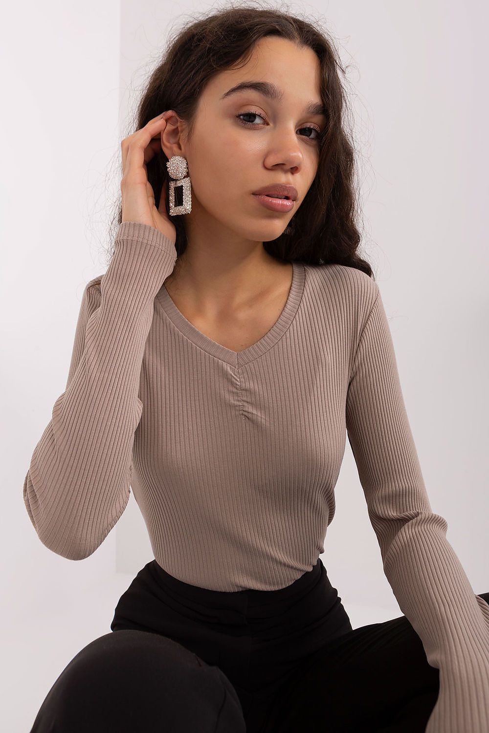 Elegant Heart Neckline Cotton Blouse with Long Sleeves - Perfect Everyday Wear by BFG, showcasing its delicate design and luxurious fabric.