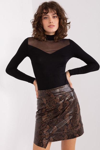 Elegant Viscose Blouse With Half Turtleneck And Heart Neckline, showcasing sophisticated design and comfort for everyday wear.