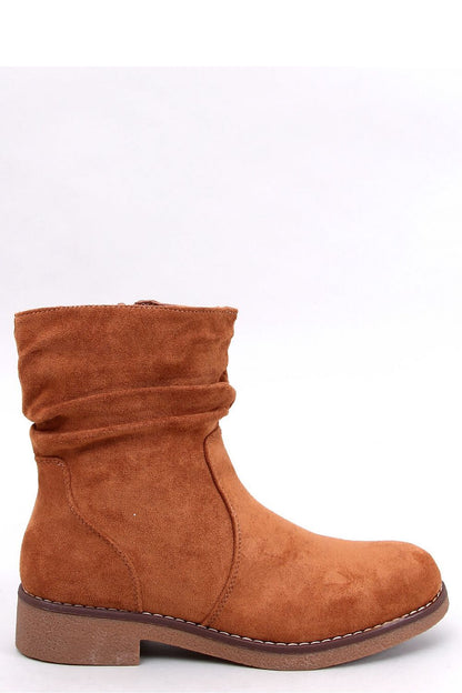Elegant Women's eco-suede boots with soft fur lining and stylish zipper closure by Inello, showcasing a classic cut and creased upper design.