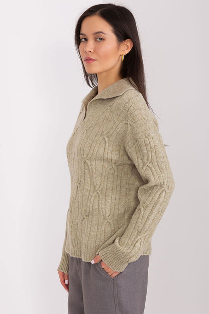Stylish women's long sleeve sweater from AT in a gorgeous variegated pattern, ideal for enhancing any casual or office ensemble.
