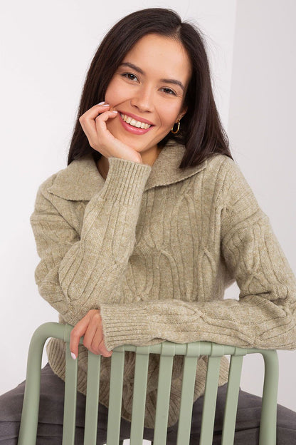 Luxurious AT long sleeve sweater for women, designed with a subtle pattern and a flattering fit, suitable for elegant day-to-night transitions.