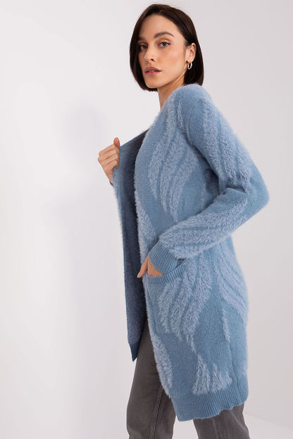 Elegant and versatile long sleeve bedspread cardigan by AT, designed for ultimate comfort with functional pockets.