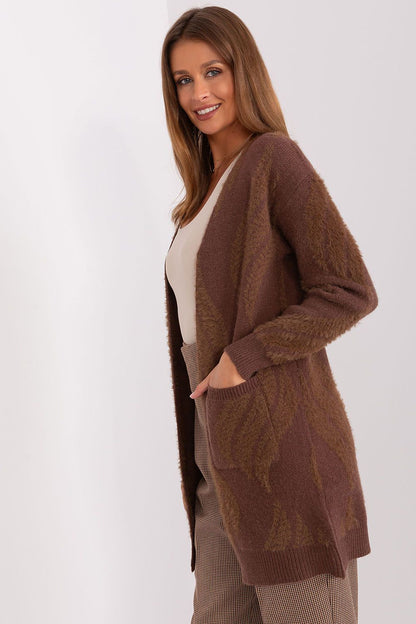 Chic long sleeve bedspread cardigan with a relaxed fit and pockets by AT, ideal for layering on cooler days.