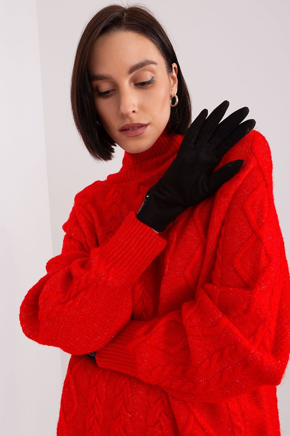 Luxurious women's touch screen gloves by AT featuring an elegant embroidered flower design, crafted from a premium polyester and spandex blend.