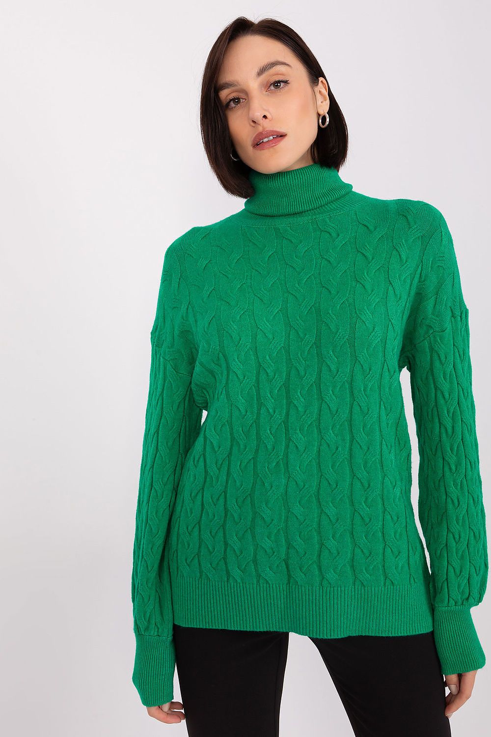 Beautifully crafted women's plaid turtleneck sweater by AT, designed for warmth and elegance, perfect for enhancing your everyday wardrobe.
