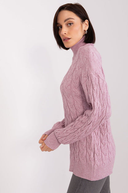 AT's stunning plaid turtleneck sweater, ideal for women seeking both comfort and fashion in a versatile long sleeve design.