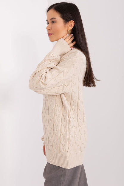 Overview of the elegant plaid turtleneck sweater for women by AT, highlighting its luxurious fabric and comfortable fit.