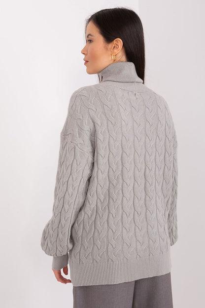 Flat lay of the elegant plaid turtleneck sweater for women by AT, highlighting its beautiful design and detailed weave in a fashionable setting.