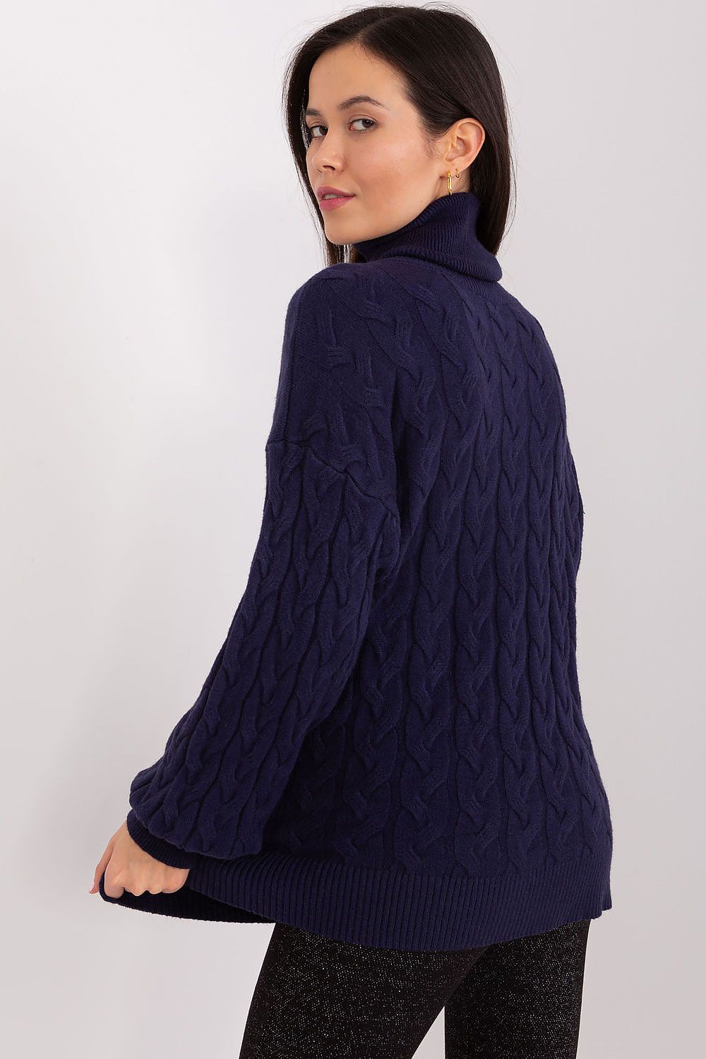 Elegant plaid turtleneck sweater for women by AT, featuring a warm design that elevates everyday fashion.
