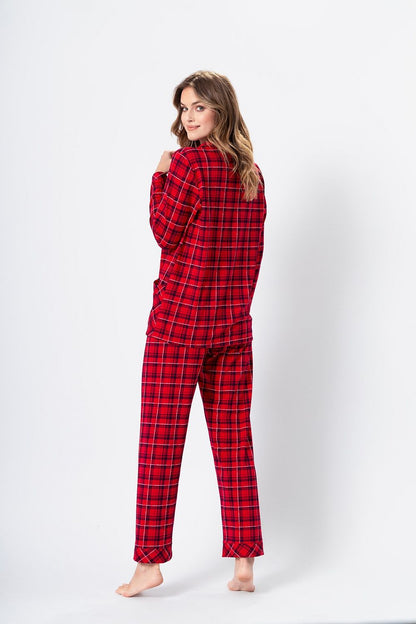 Elegant and comfortable Alia Night Pajamas for Women, by M-Max, showcasing a classic red check design, perfect for leisure and stylish relaxation.