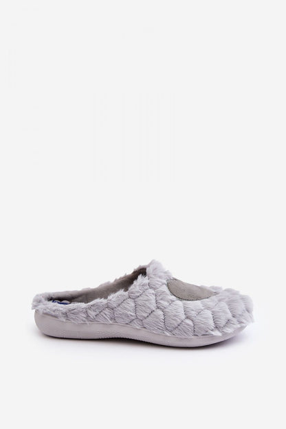 Elegant side view of luxury INBLU grey slippers, crafted for sensitive feet with plush material, ideal for relaxing at home by Step in Style.