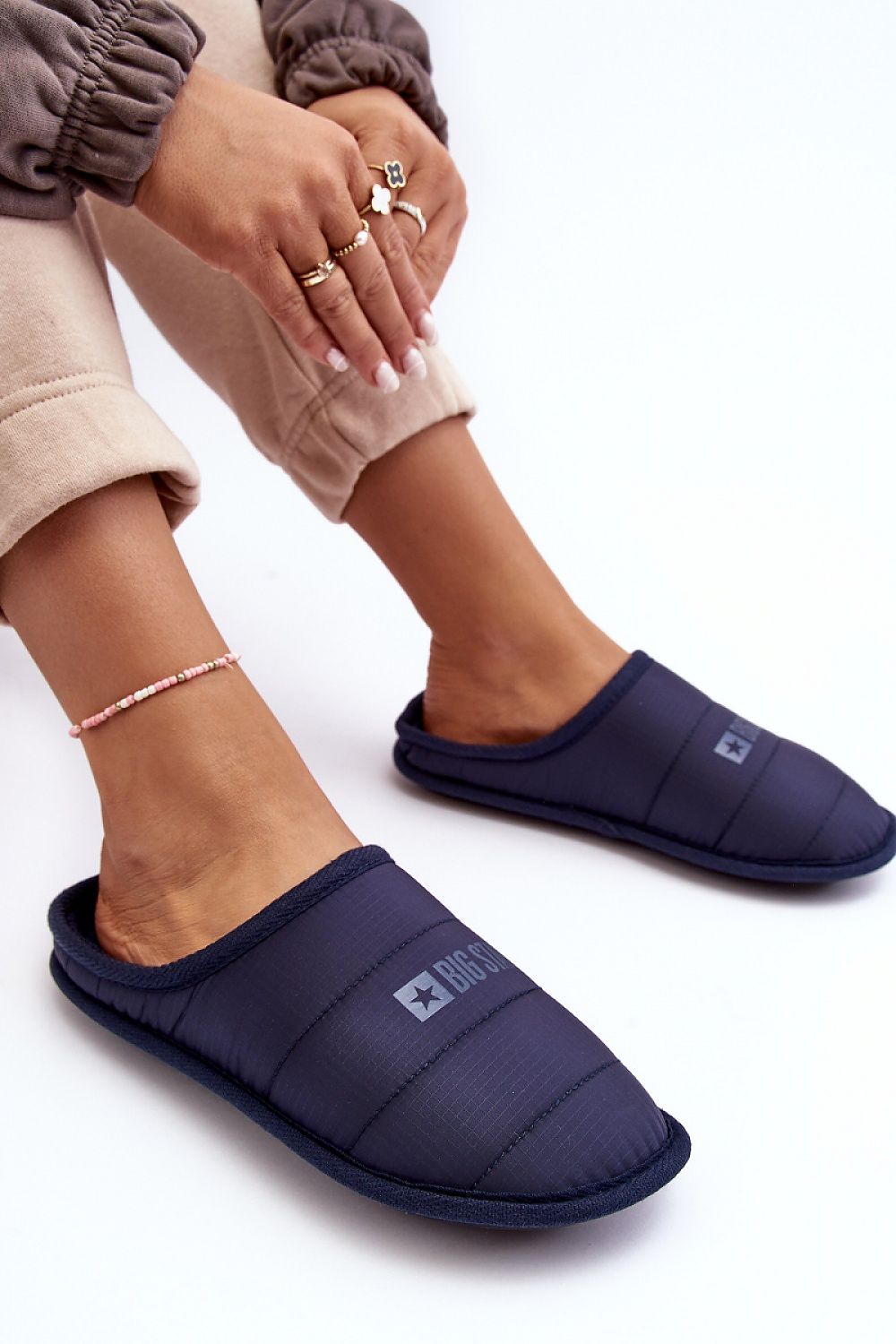 Luxurious women's slip-on flip-flops with Big Star logo, offering insulated comfort for stylish summer outings by Step in Style.