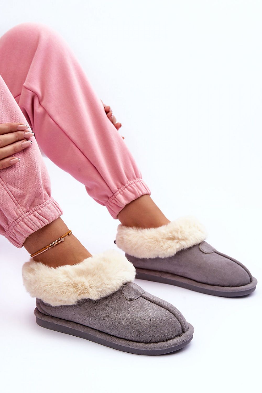 Luxurious eco suede slip-on slippers with fur lining from Step in Style, featuring a soft insole for ultimate comfort at home.