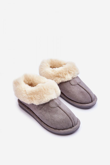 Elegant eco suede slippers by Step in Style, lined with plush fur to ensure warmth and comfort in any home setting.