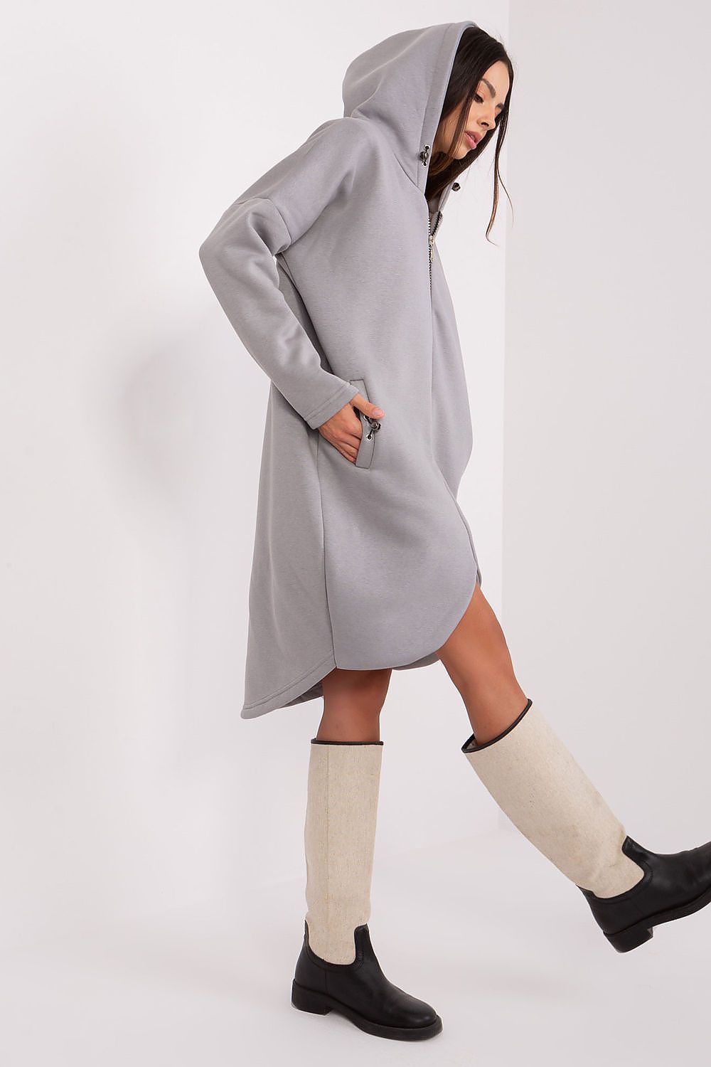 Versatile Rue Paris Luxury Hooded Sweatshirt, perfect for layering, showcased with on-trend styling.