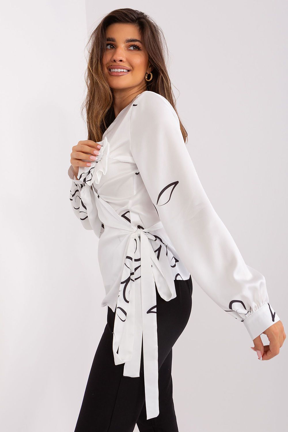 Sophisticated Luxury Lakerta Formal Blouse showcasing a unique patterned fabric, perfect for upscale events.