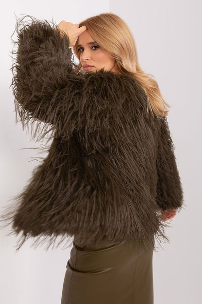 Elegant Transitional Jacket by AT featuring luxurious fur trim, perfect for autumn-winter style.